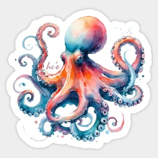 Watercolor Octopus - He'e in Hawaiian Sticker